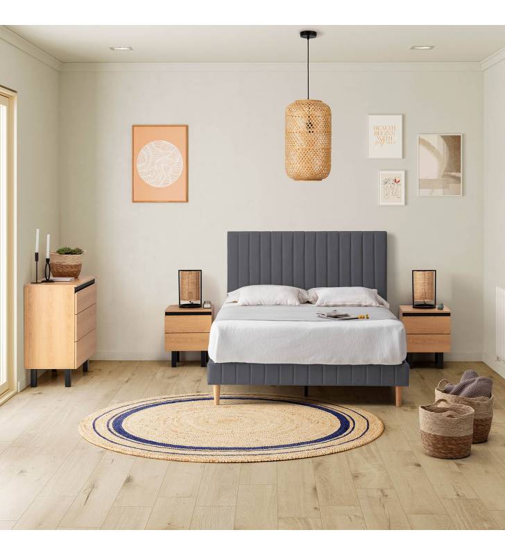 Cabecero Tapizado Eride Gris Oscuro TopMueble