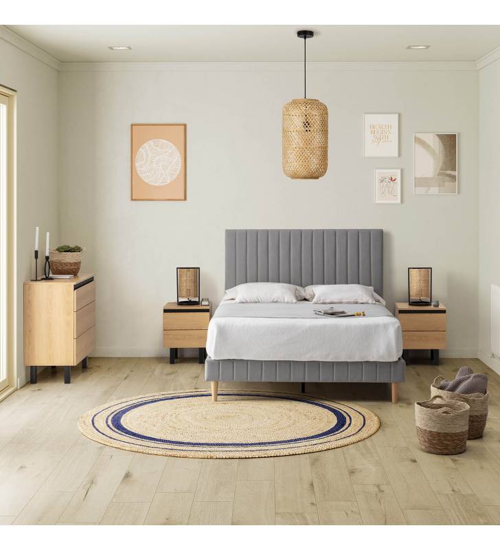 Cabecero Tapizado Eride Gris Claro TopMueble