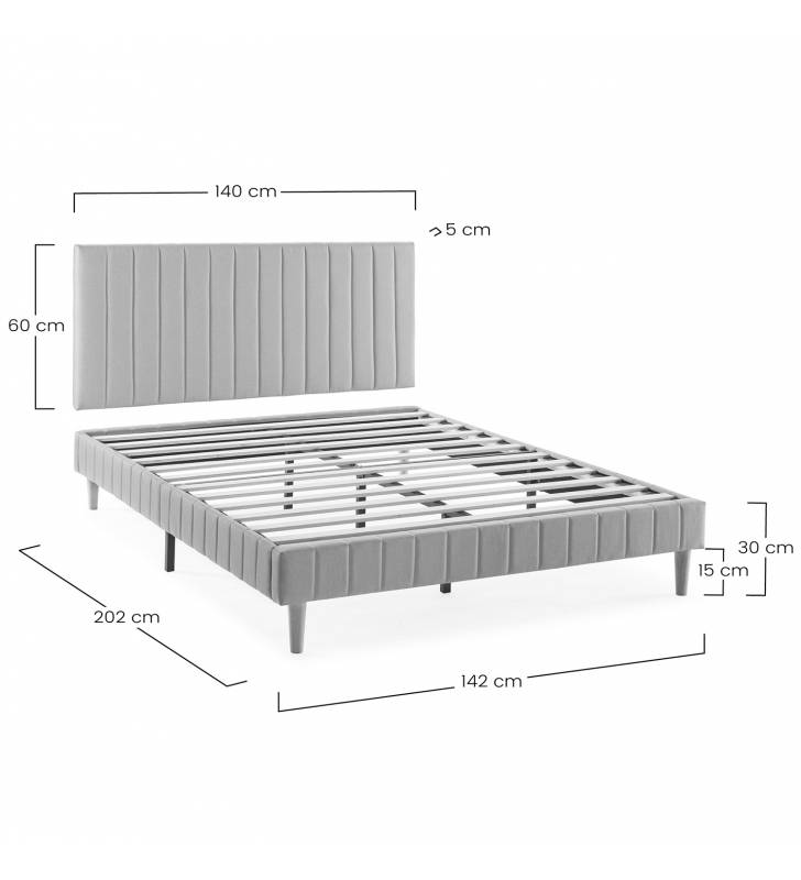 Pack Base Cama + Cabecero Eride  Dimensiones 140x200 TopMueble