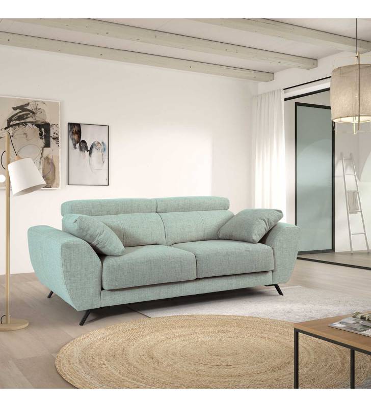 Sofa de 3 Plazas Cerdenya tapizado en tela Aura Sky TopMueble 7