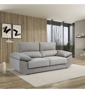 Sofa de 3 Plazas Alaska tapizado en tela Plata Aura TopMueble 7