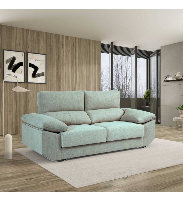 Sofa de 3 Plazas Alaska tapizado en tela Aura Sky  TopMueble 7