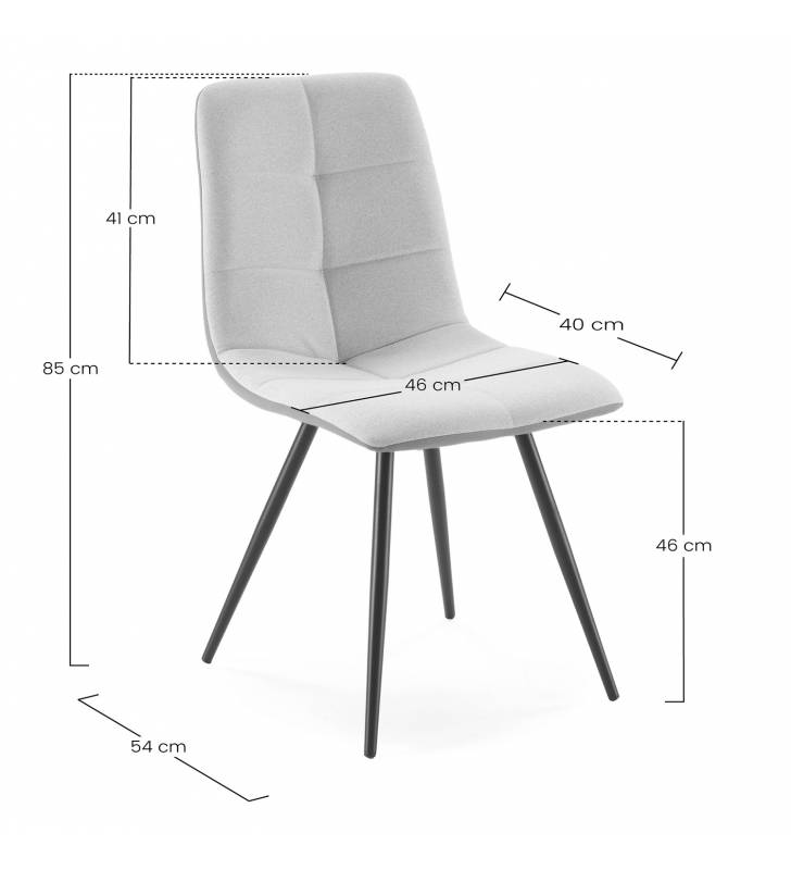 Pack 2 sillas Comedor Zahara color beige medidas