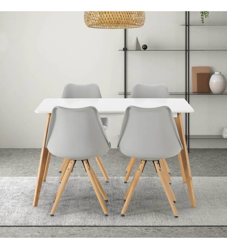 Conjunto mesa y sillas comedor grises Jeff Topmueble 1
