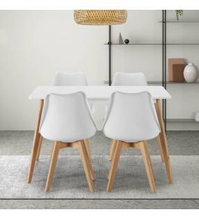 Conjunto de mesa y sillas comedor blancas Klara Topmueble