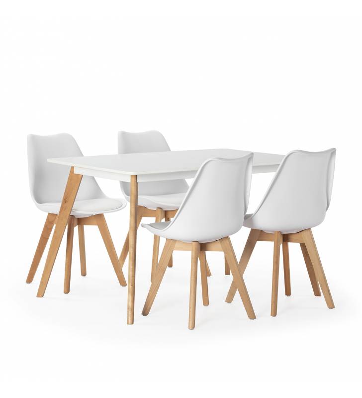 Conjunto de mesa y sillas comedor blancas Klara Topmueble 2