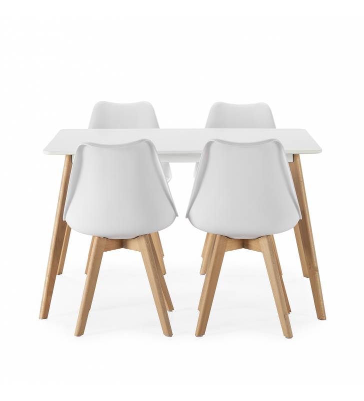 Conjunto de mesa y sillas comedor blancas Klara Topmueble 1