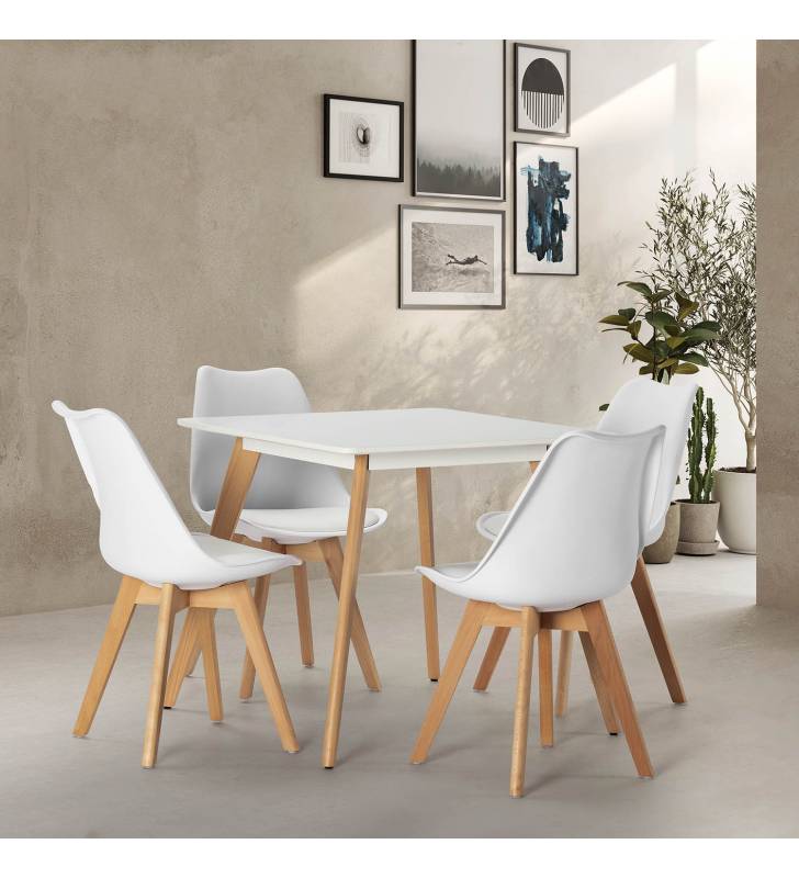 Conjunto de mesa y sillas comedor blancas Klara Topmueble 3
