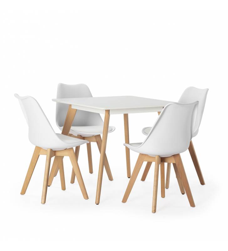 Conjunto de mesa y sillas comedor blancas Klara Topmueble 4