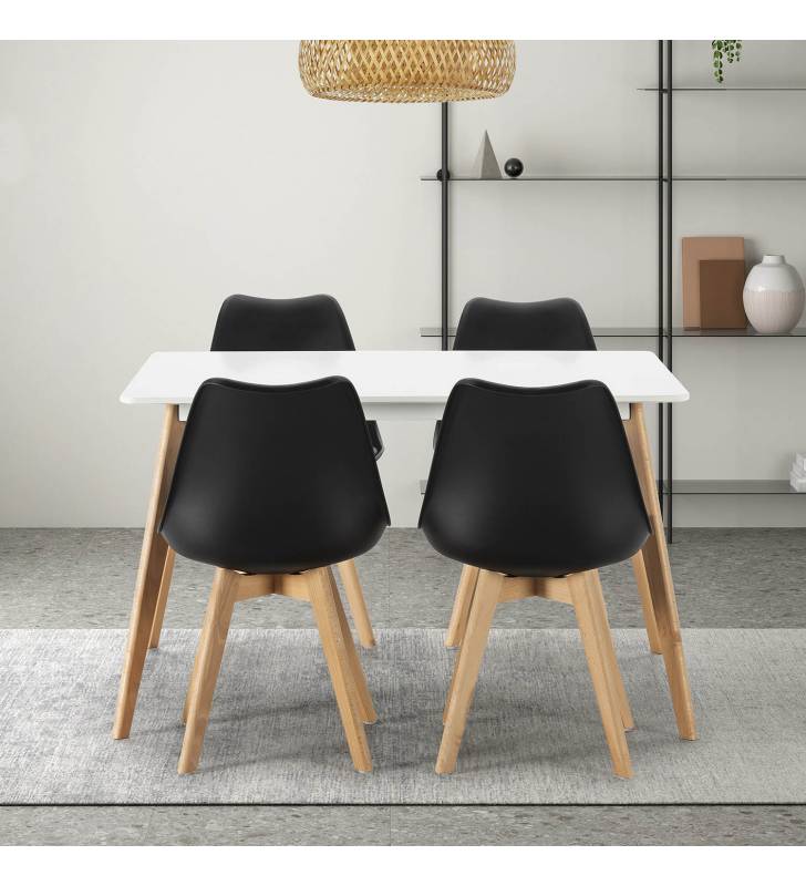 Conjunto de mesa y sillas comedor negras Klara Topmueble 1