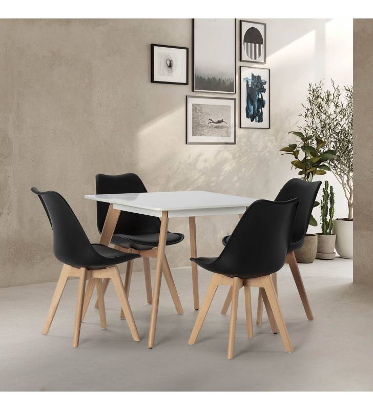 Conjunto de mesa y sillas comedor negras Klara Topmueble 4