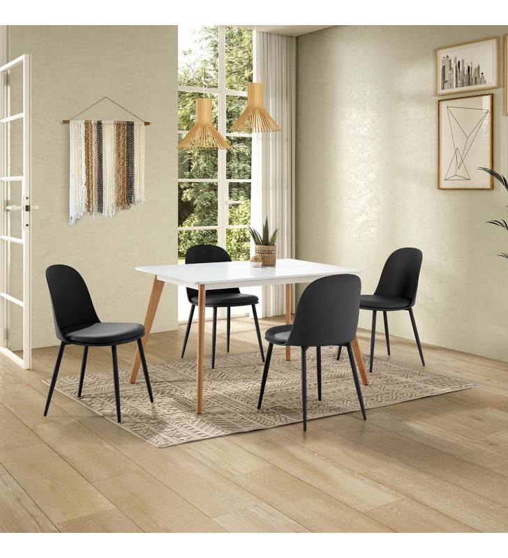 Pack mesa y sillas comedor negras Maseru Topmueble 1