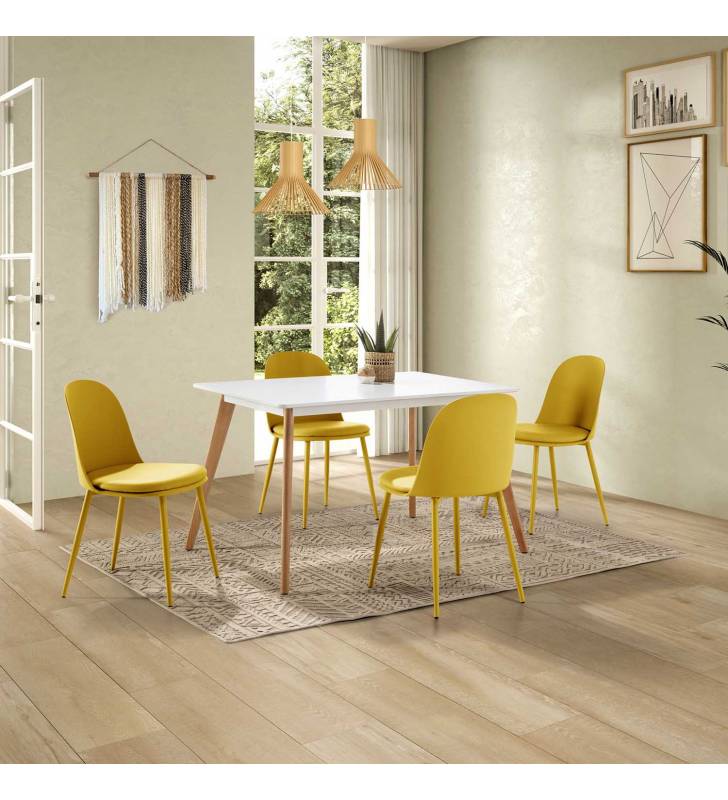 Pack mesa y sillas comedor mostaza Maseru Topmueble 1