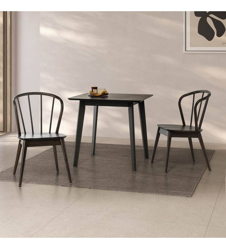 Mesa de Comedor de Madera Negro Wash Polca 80x80 Topmueble 1