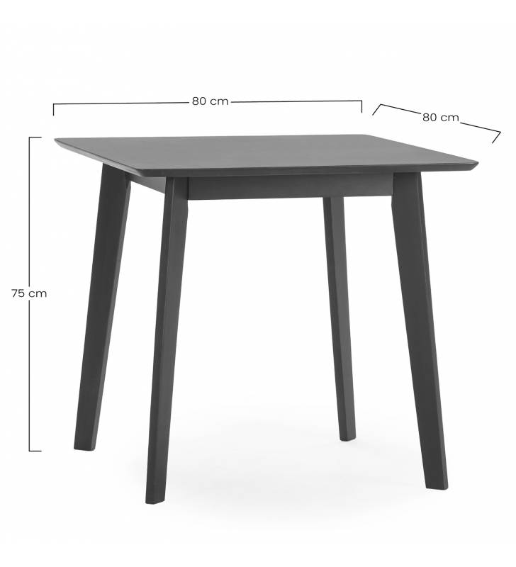 Mesa de Comedor de Madera Negro Wash Polca 80x80 Topmueble 5