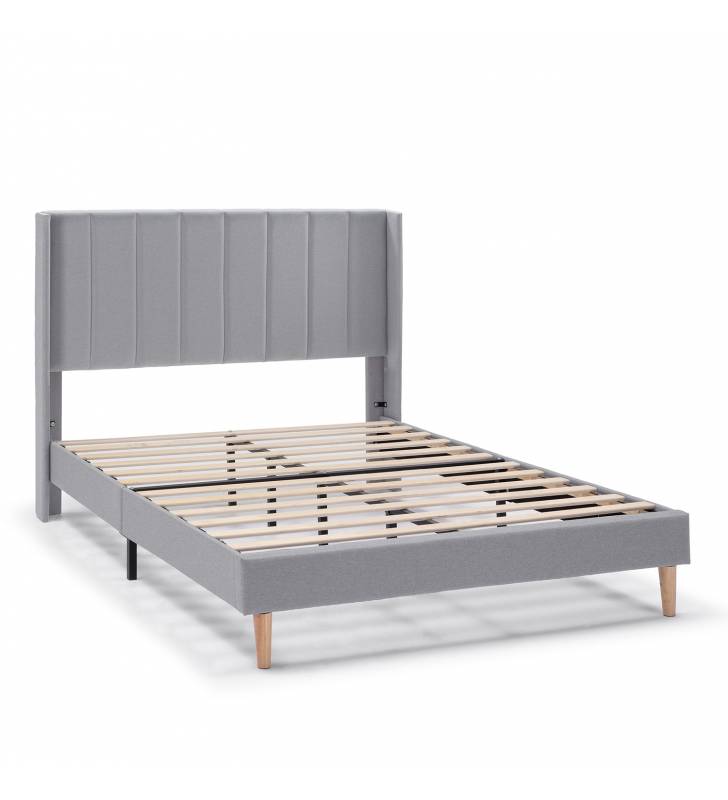 Cama Tapizada Gris Claro Noruega Topmueble 1