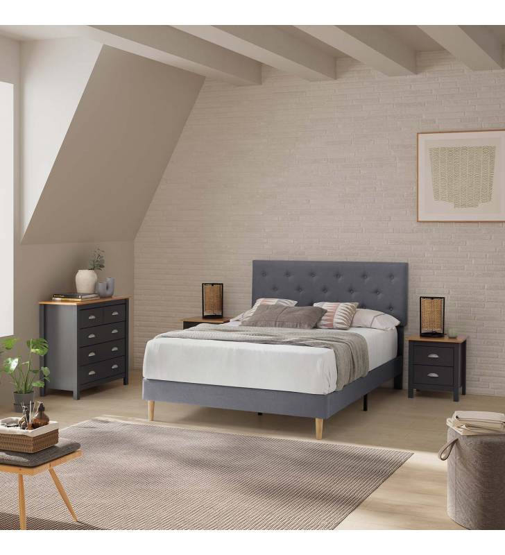 Cama Tapizada Gris Oscuro Rouse Topmueble 1