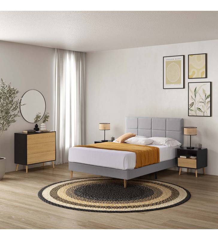 Cama Tapizada Gris Claro Lyria Topmueble