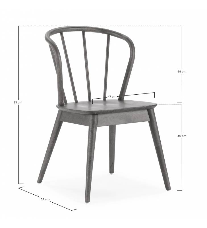 Silla de comedor Hilda pack de 2  nogal Topmueble dimensiones
