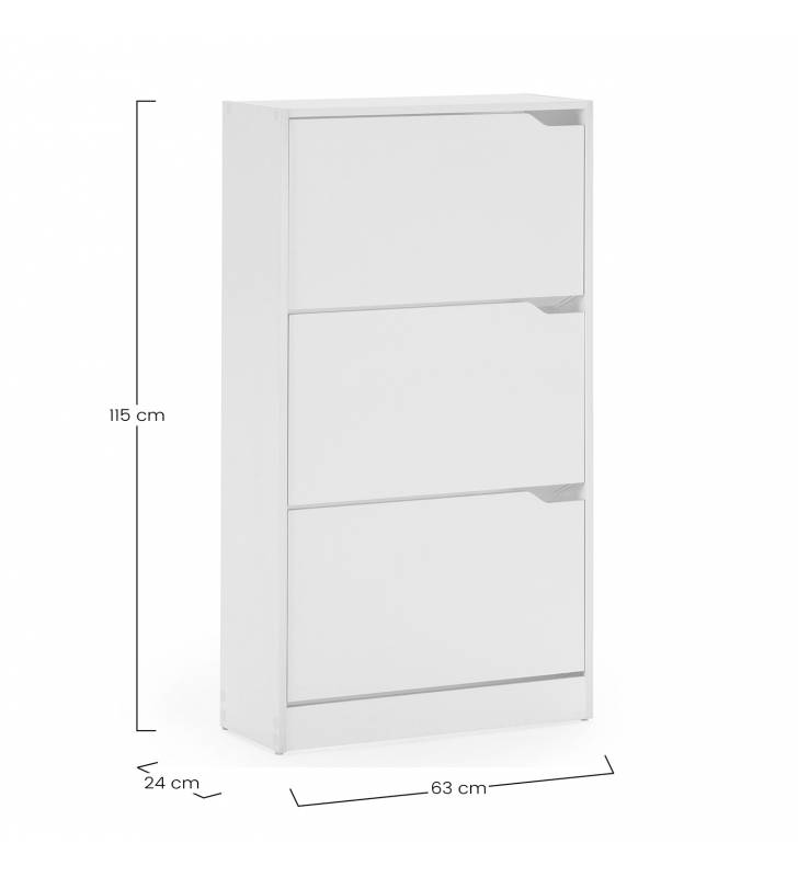 Mueble zapatero 3 puertas Mango color blanco 7