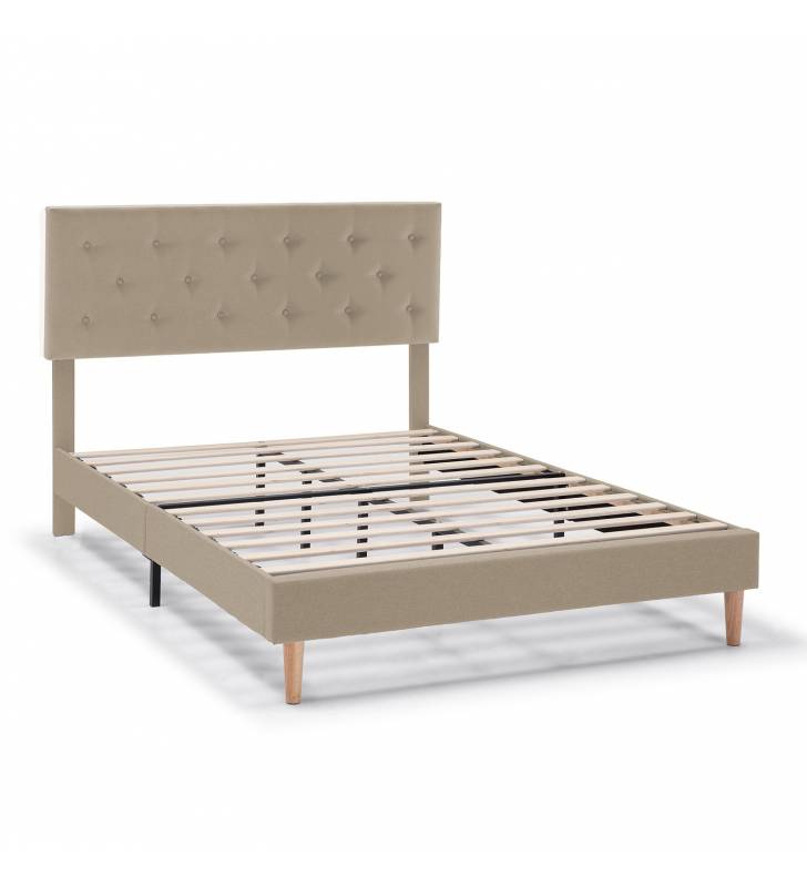 Cama Tapizada Beige Rouse Topmueble 2