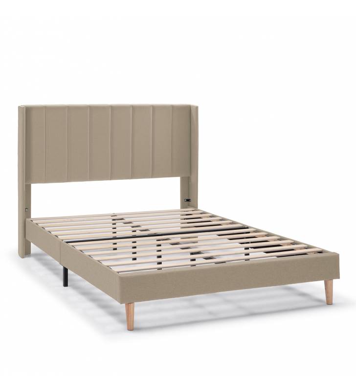 Cama Tapizada Beige Noruega Topmueble 2