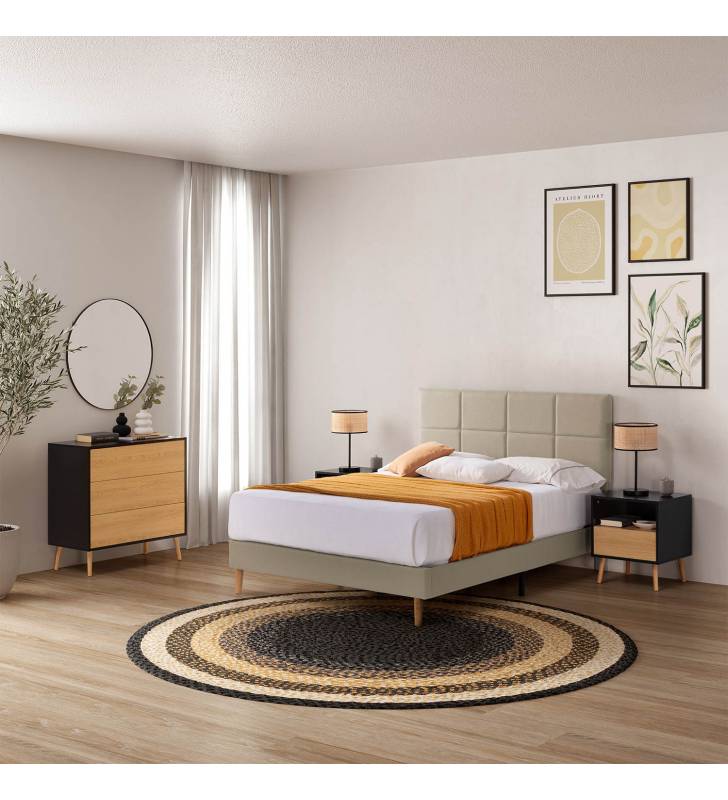 Cama Tapizada Beige Lyria Topmueble 1