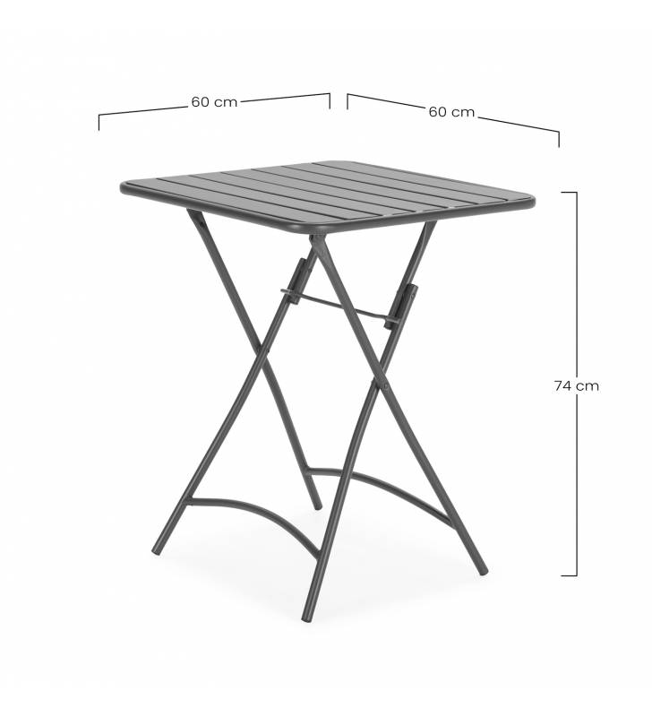 Mesa plegable exterior Negro Cairo Top Mueble Dimensiones