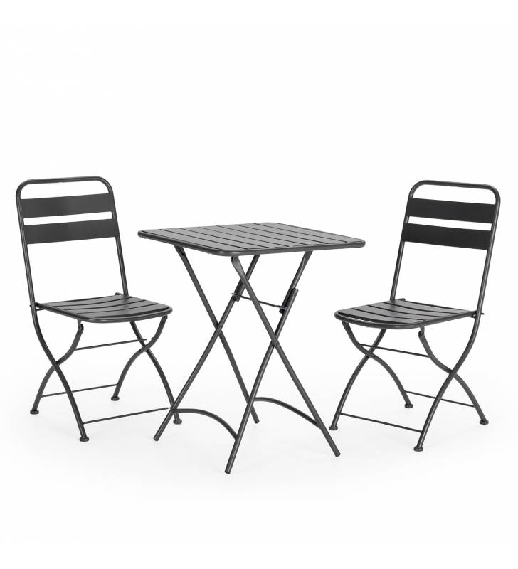 Conjunto mesa y sillas plegables exterior Negro Cairo Top Mueble 1