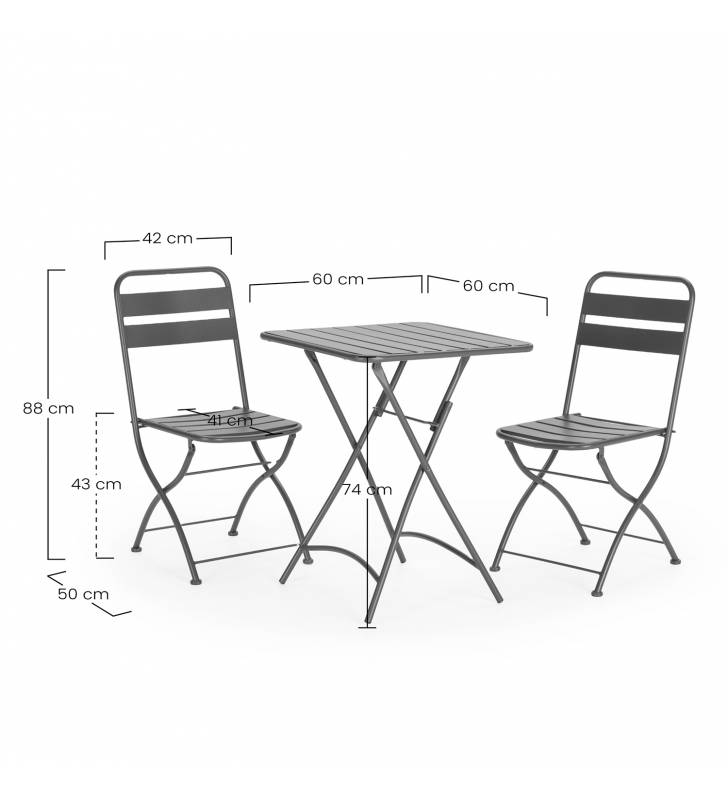 Conjunto mesa y sillas plegables exterior Negro Cairo Top Mueble Dimensiones