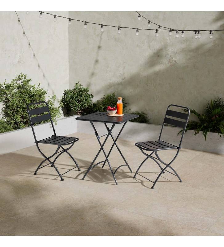 Conjunto mesa y sillas plegables exterior Negro Cairo Top Mueble