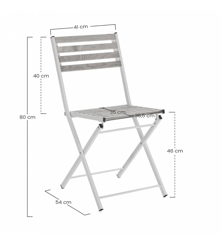 Pack 2 Sillas plegables exterior Isla dimensiones