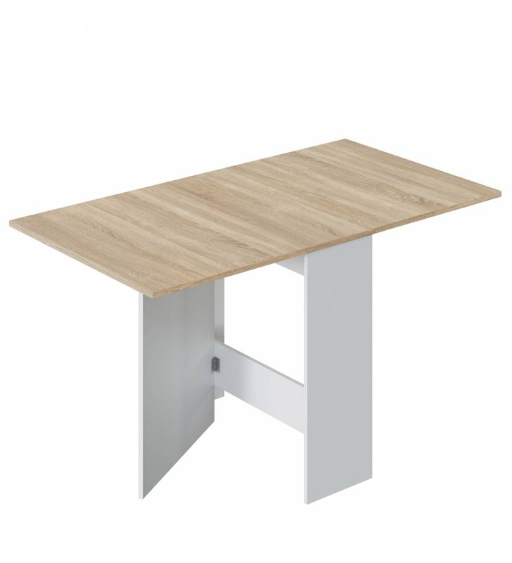 Mesa plegable Lisa color roble y blanco 6