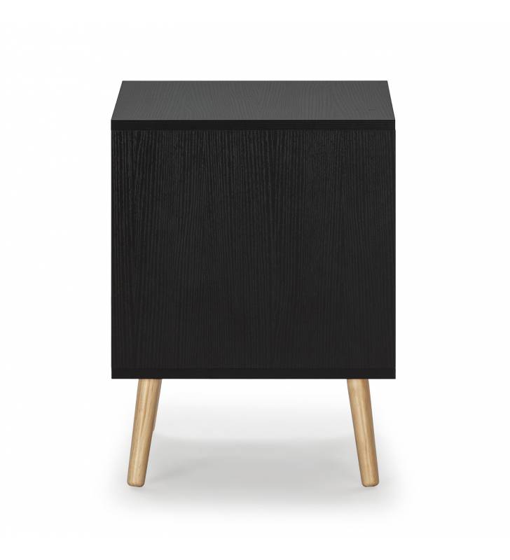 Mesita de noche negra y madera Adonis Topmueble 3