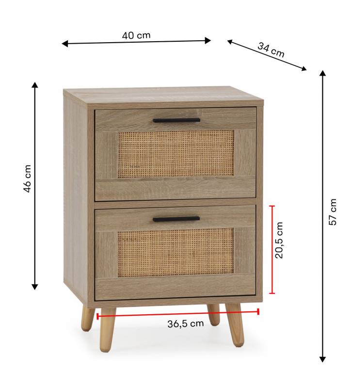 Mesita de Noche 2C Darla Topmueble Dimensiones