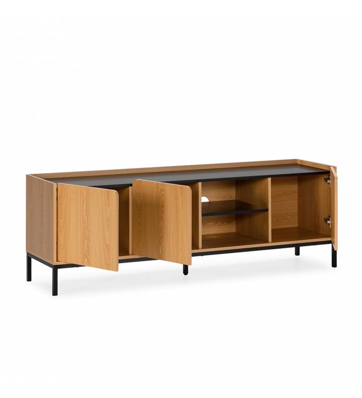 Mueble Tv 160 Curvi roble negro 2