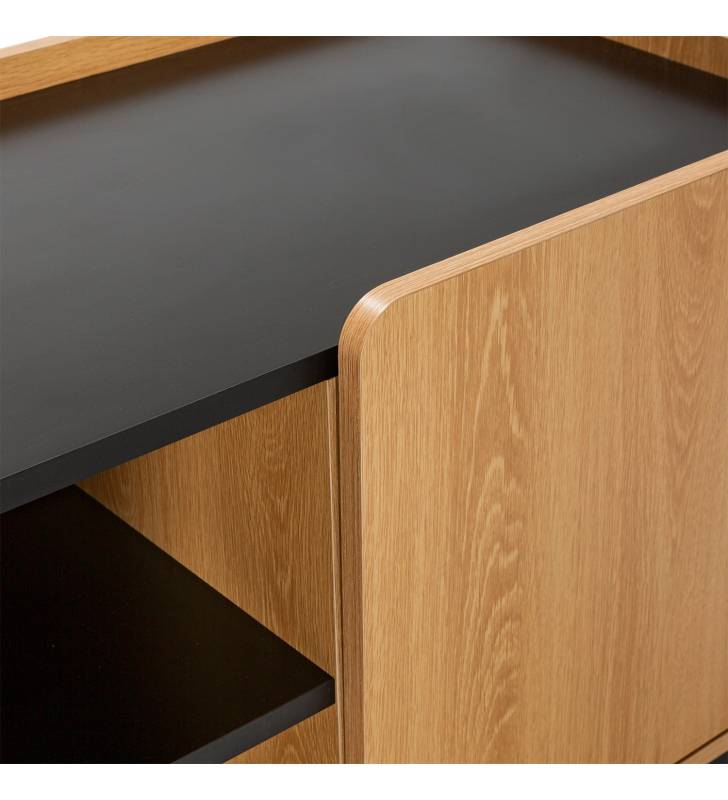 Mueble Tv 160 Curvi roble negro 3