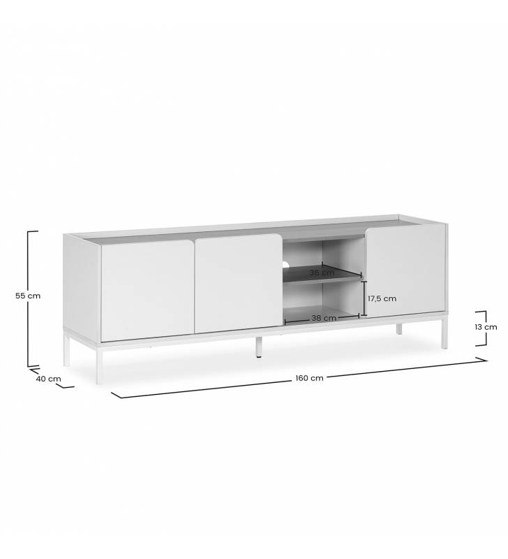 Mueble TV Blanco Curvi Dimensiones Top Mueble