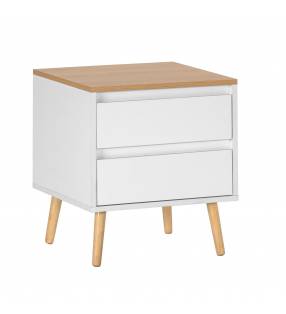 Mesita de noche Blanca 2 Cajones Phoebe Top Mueble