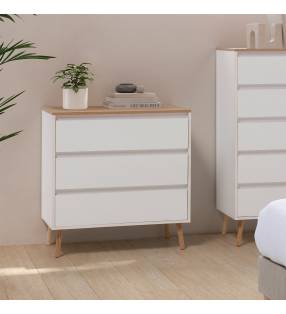 Cómoda Blanca 3 cajones Phoebe Ambiente Top Mueble