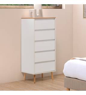 Cómoda Blanca Alta y Estrecha Phoebe Ambiente Top Mueble