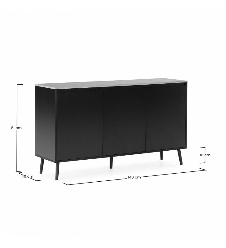 Aparador Salón Negro Phoebe Dimensiones Top Mueble