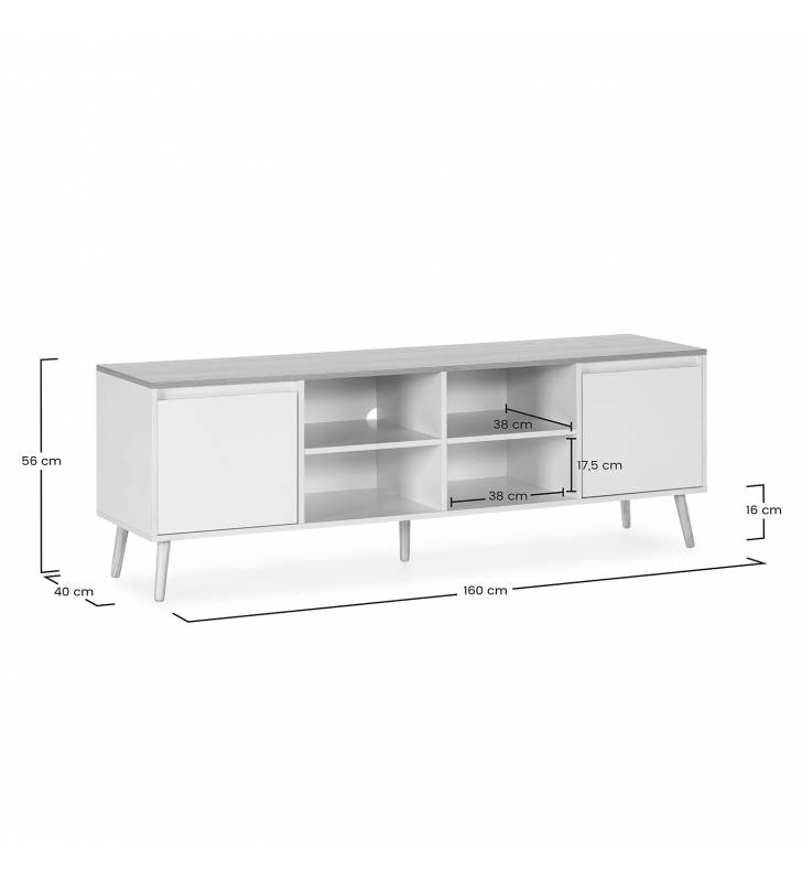 Mueble TV Blanco Phoebe Dimensiones Top Mueble