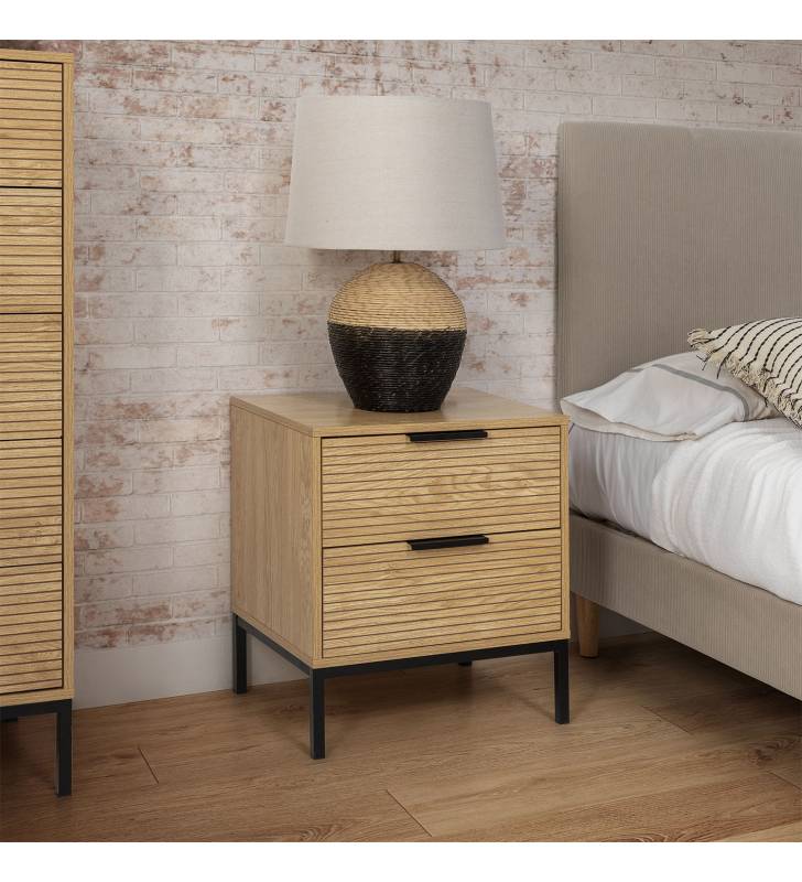 Mesita de Noche Roble Rachele Ambiente Top Mueble