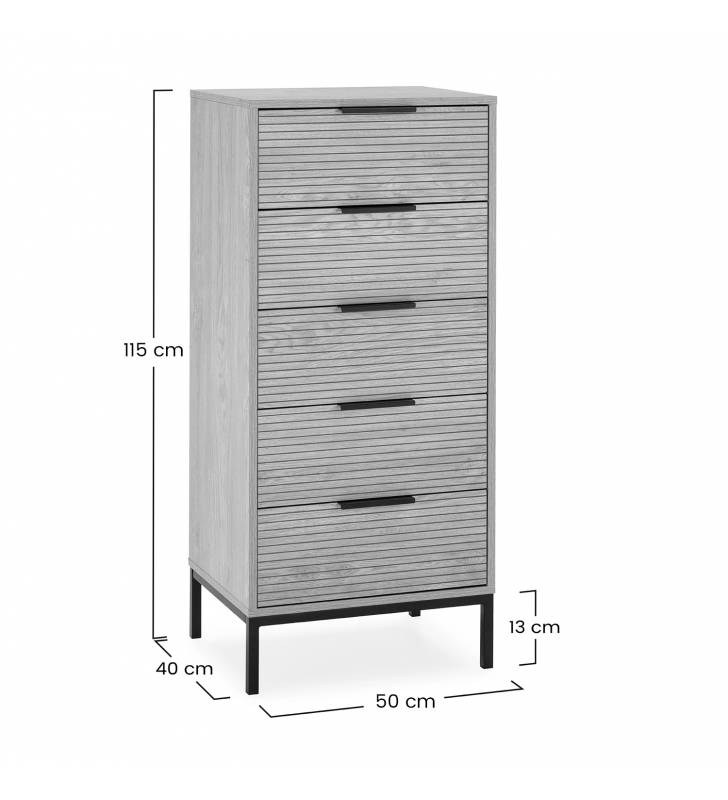 Sinfonier Roble 5 Cajones Rachele Dimensiones Top Mueble