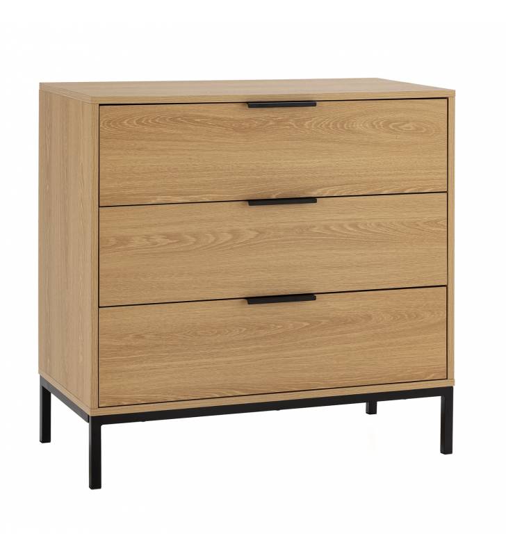 Cómoda 3 Cajones Roble Auran Top Mueble