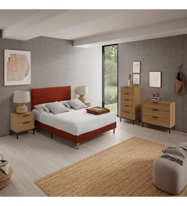Cómoda 3 Cajones Roble Auran Ambiente Habitación Top Mueble