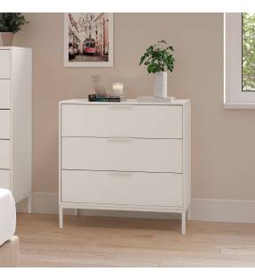 Cómoda 3 Cajones Blanca Auran Ambiente Top Mueble