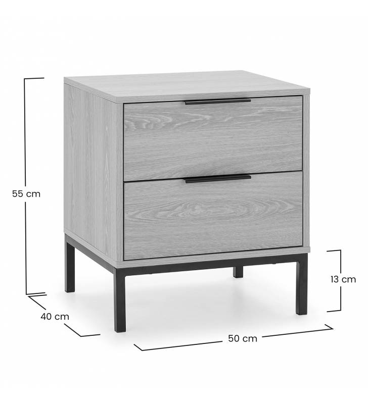 Mesita de Noche Roble Auran Dimensiones Top Mueble