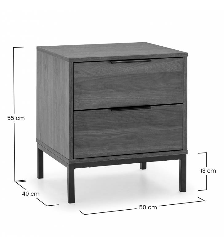 Mesita de Noche Nogal Auran Dimensiones Top Mueble
